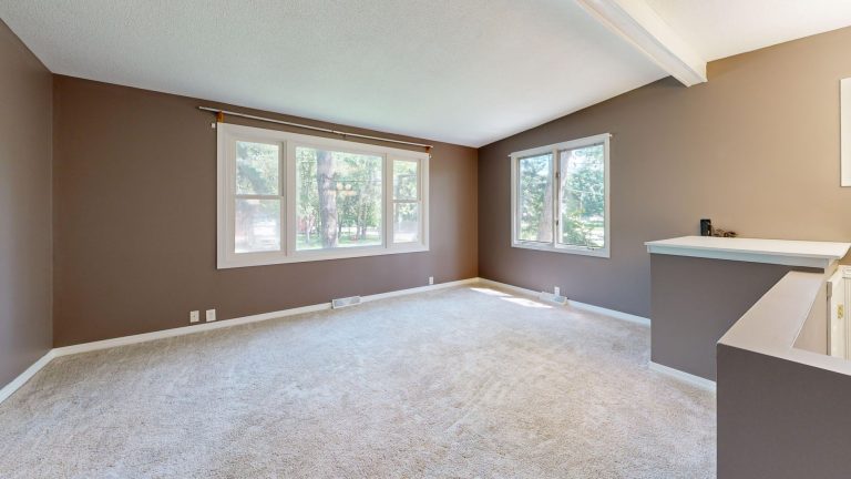 Wall-to-wall carpet flooring in a furnished living room