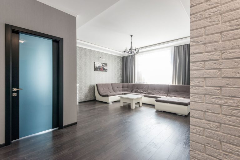 Laminate wood-look flooring in a furnished living room